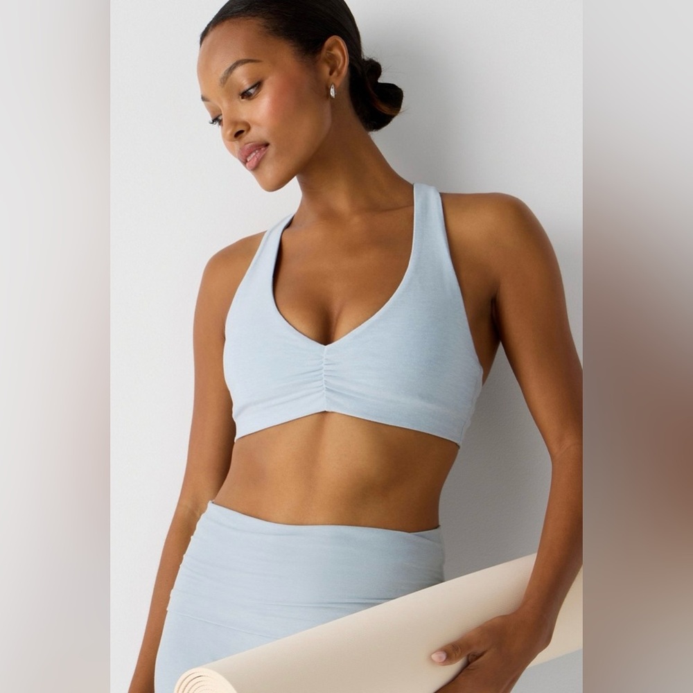 Fabletics Iced Out Blue HeatherFlex Low-Impact Bra, Large, Buttery Soft, NWT